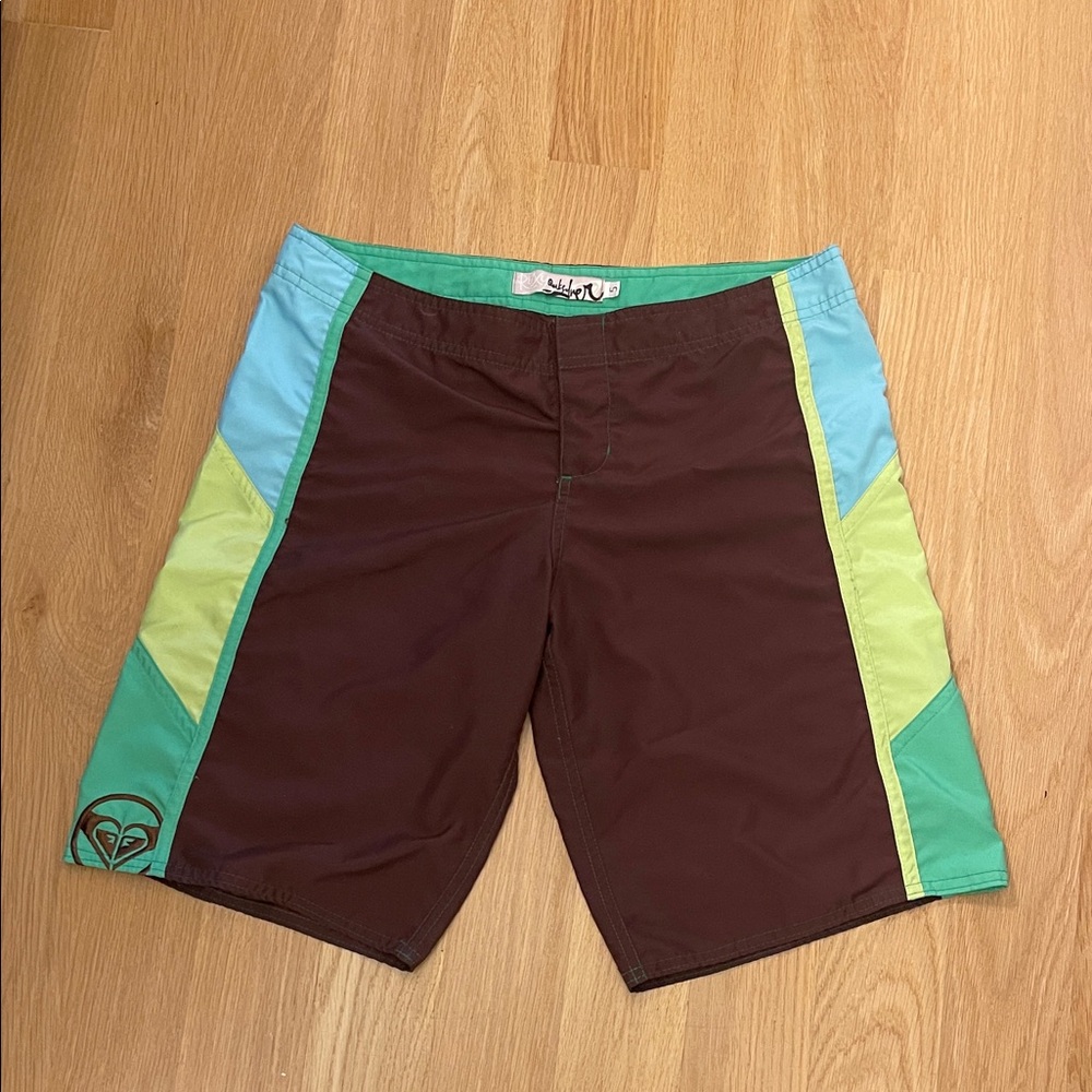 Roxy Brown and Green Swim Board Shorts